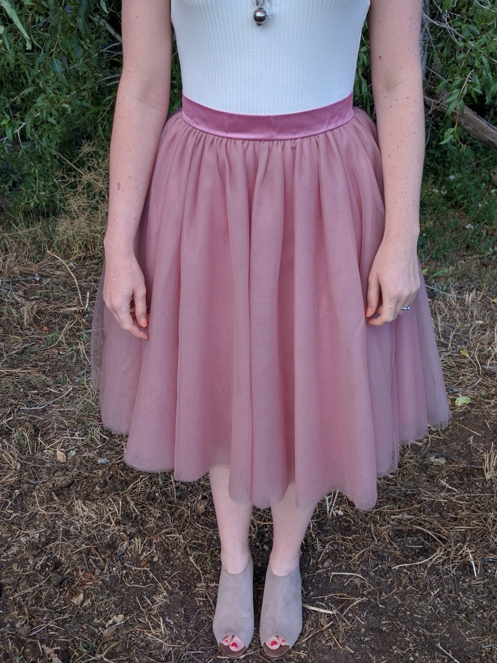 Dusty rose Midi Tulle Skirt